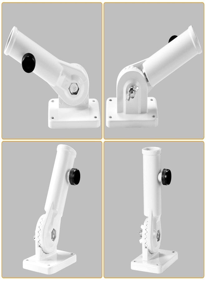 BONWIN Flag Pole Holder Brackets, BONWIN 1" Flag Pole Mounting Bracket with Hardwares for House Wall Porch, 1" Inner Diameter, 180° Adjustable Multi Positions, Aluminium Alloy(1 Pack White, Multi-Positions) - Image 2
